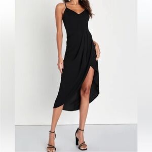 Lulus Reinette Black Midi Dress